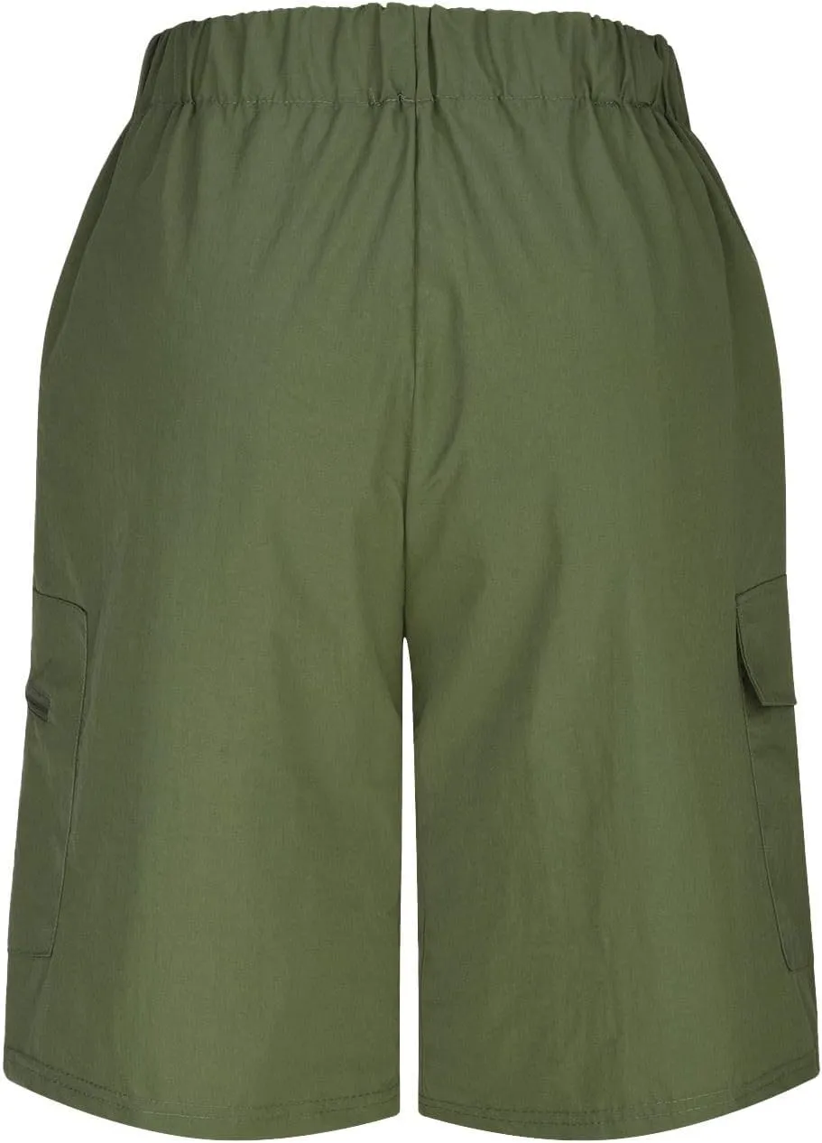 Mens Running Shorts Quick Dry Athletic Gym Shorts Stretch Wasit Zipper Pockets Outdoor Hiking Fishing Jogging Shorts