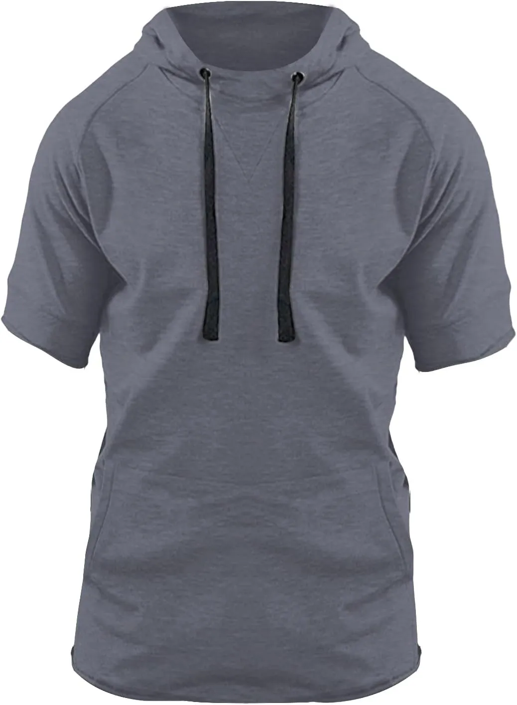 Mens Short Sleeve Muscle Hoodies Slim Fit Fitness Gym Workout Athletic Tee Pullover Tops Casual Loose Fashion Shirts