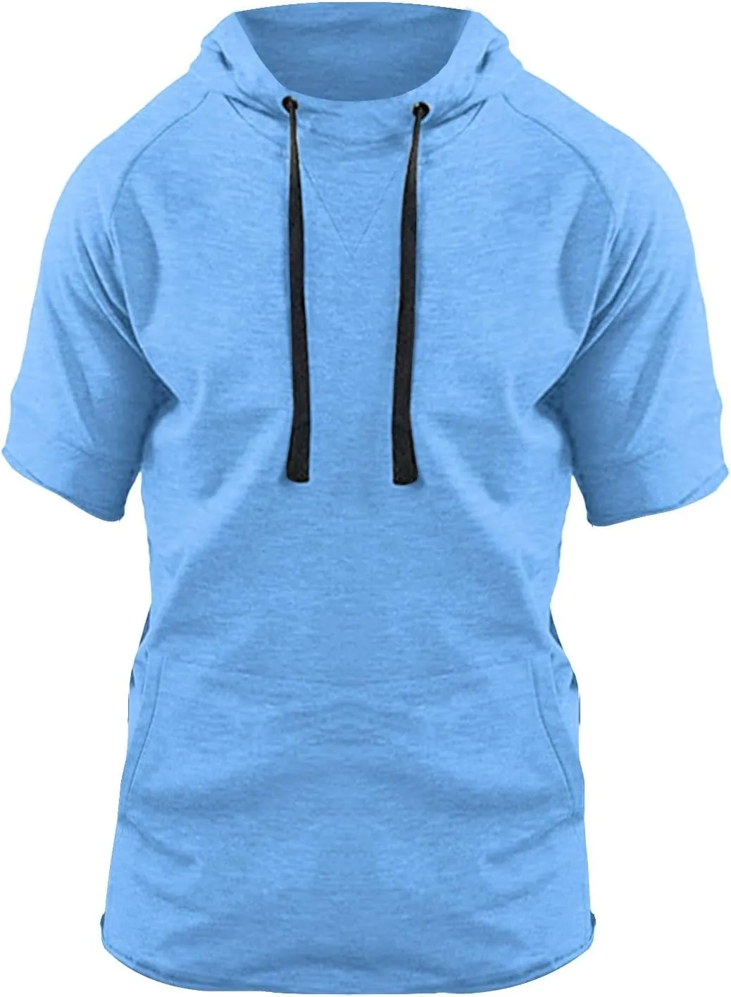 Mens Short Sleeve Muscle Hoodies Slim Fit Fitness Gym Workout Athletic Tee Pullover Tops Casual Loose Fashion Shirts
