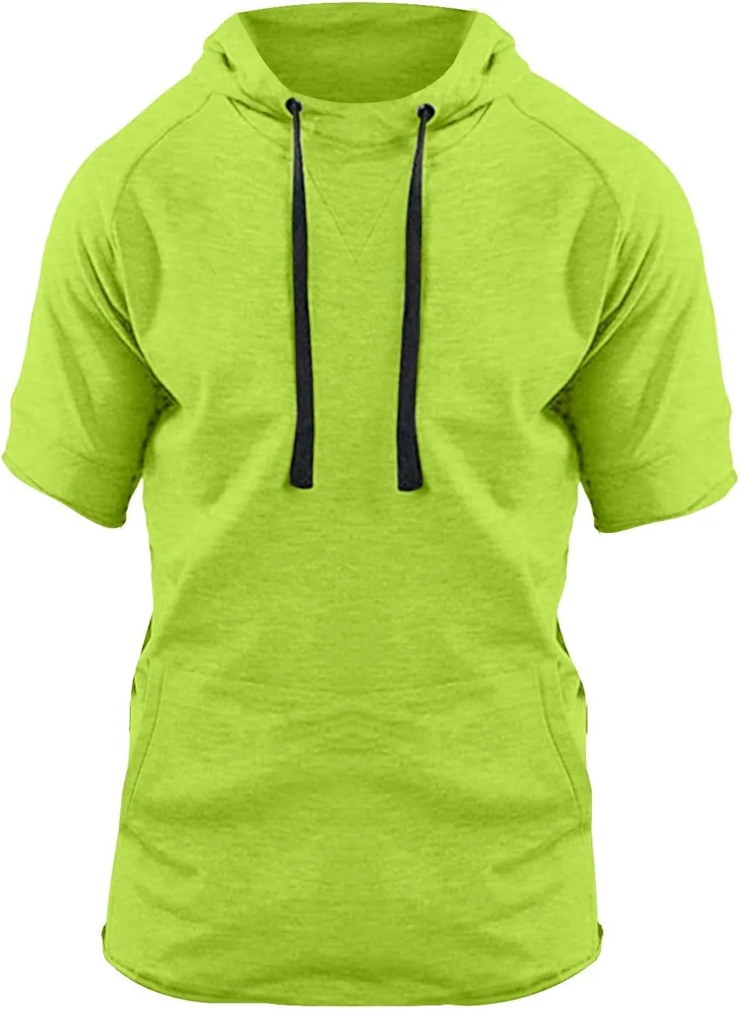 Mens Short Sleeve Muscle Hoodies Slim Fit Fitness Gym Workout Athletic Tee Pullover Tops Casual Loose Fashion Shirts