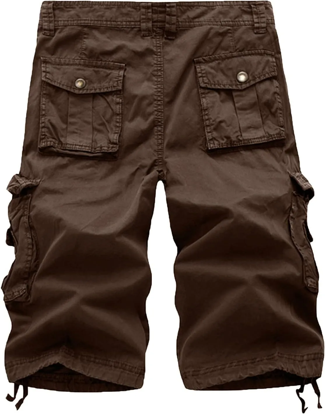 Men's Shorts Cargo Hiking Button Zipper Elastic Waist Classic Summer Shorts Work with 6 Pockets Solid Mid-Calf Pants