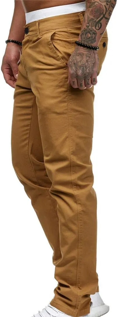 Men's Skinny Fit Stretch Dress Pant Comfort Straight Fit Flat Front Flex Waist Casual Pant Chinos Work Slacks