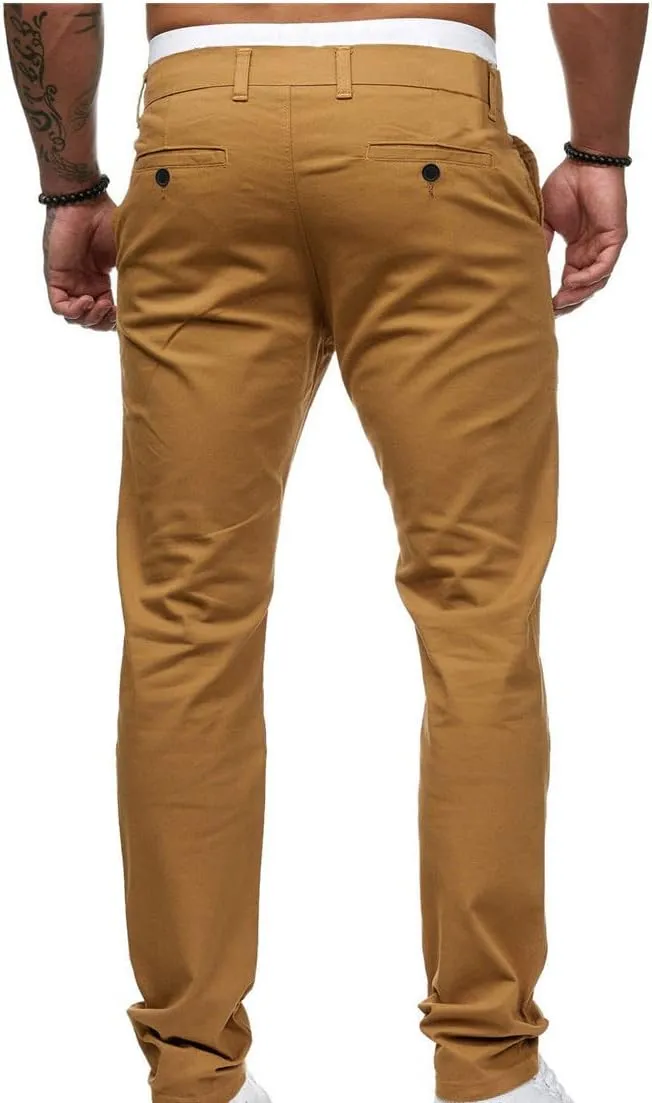 Men's Skinny Fit Stretch Dress Pant Comfort Straight Fit Flat Front Flex Waist Casual Pant Chinos Work Slacks
