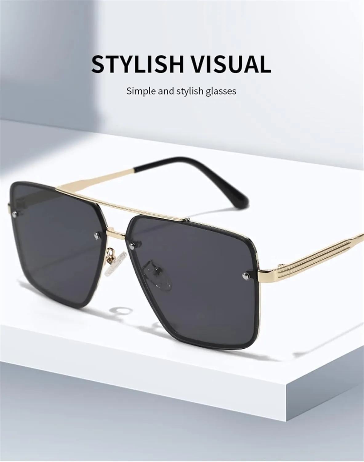 Men's Square Metal Sunglasses Outdoor Driving Commuter Sun Glasses