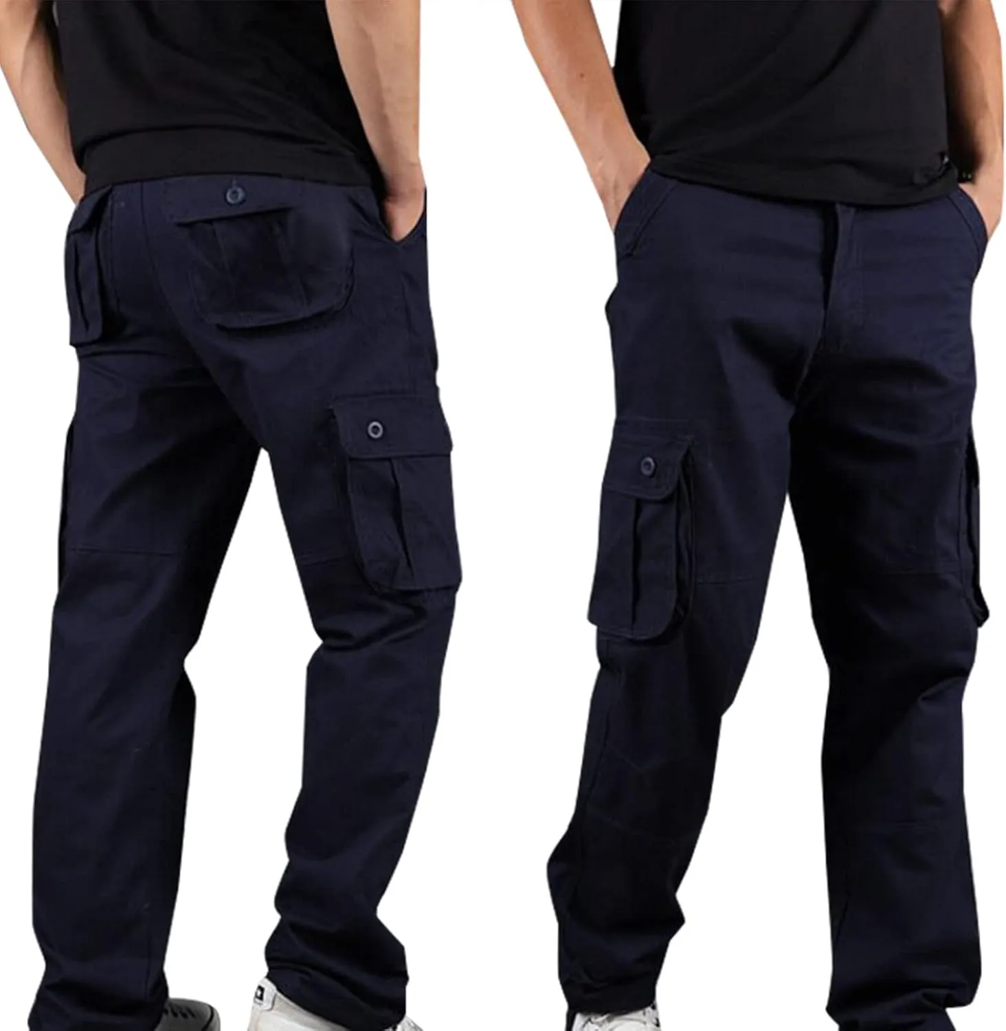 Mens Straight Cargo Trousers Bootcut Military Tactical Battle Bootleg Pants Casual Loose Ripstop Wide Leg Cargo Pants