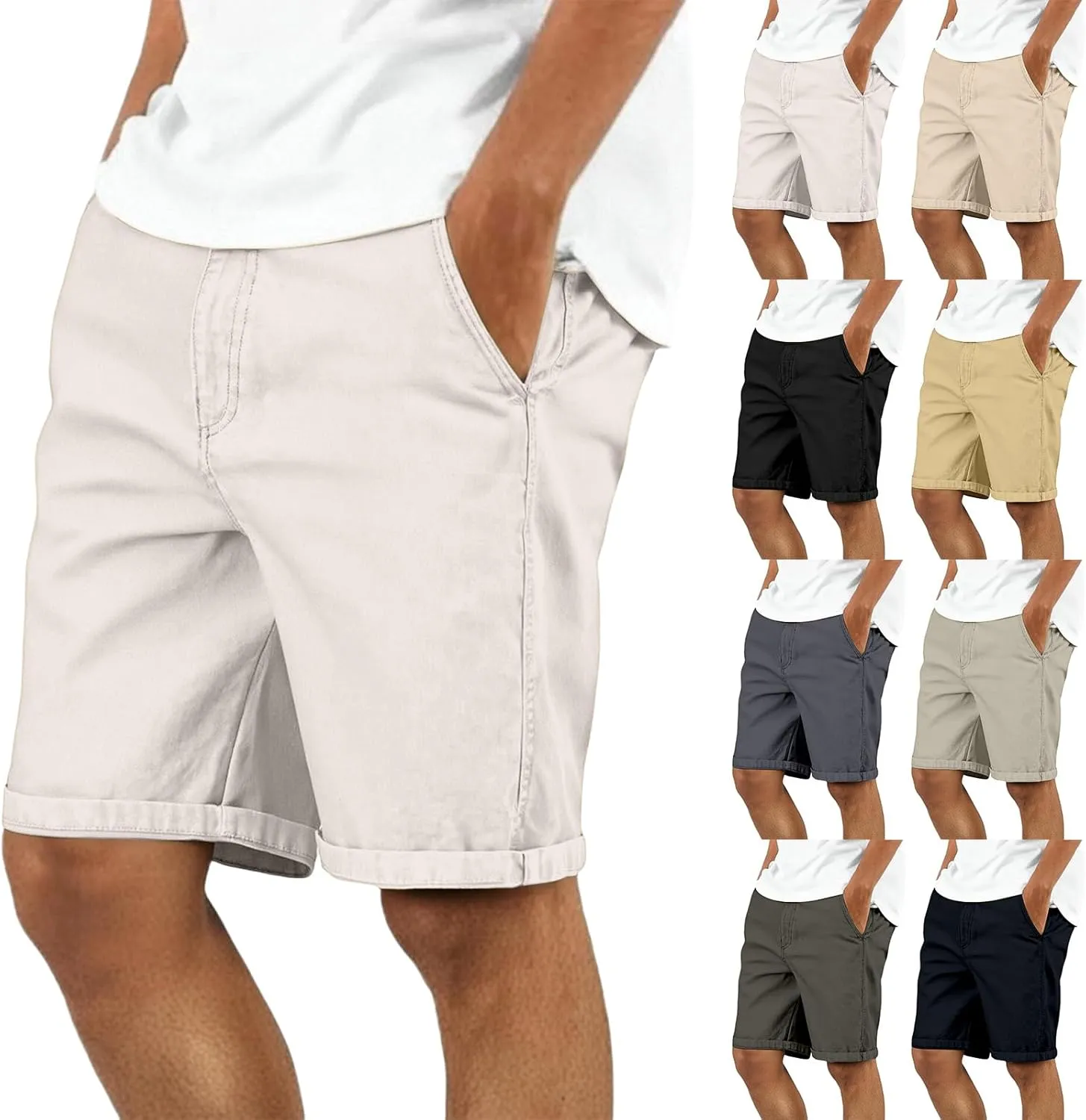 Men's Stretch Chino Short Performance Relaxed Fit Cargo Shorts Summer Lightweight Outdoor Hiking Short with Pocket
