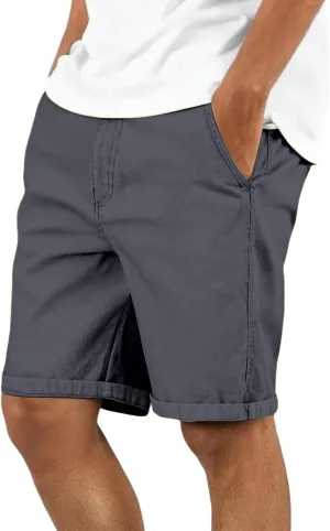 Men's Stretch Chino Short Performance Relaxed Fit Cargo Shorts Summer Lightweight Outdoor Hiking Short with Pocket