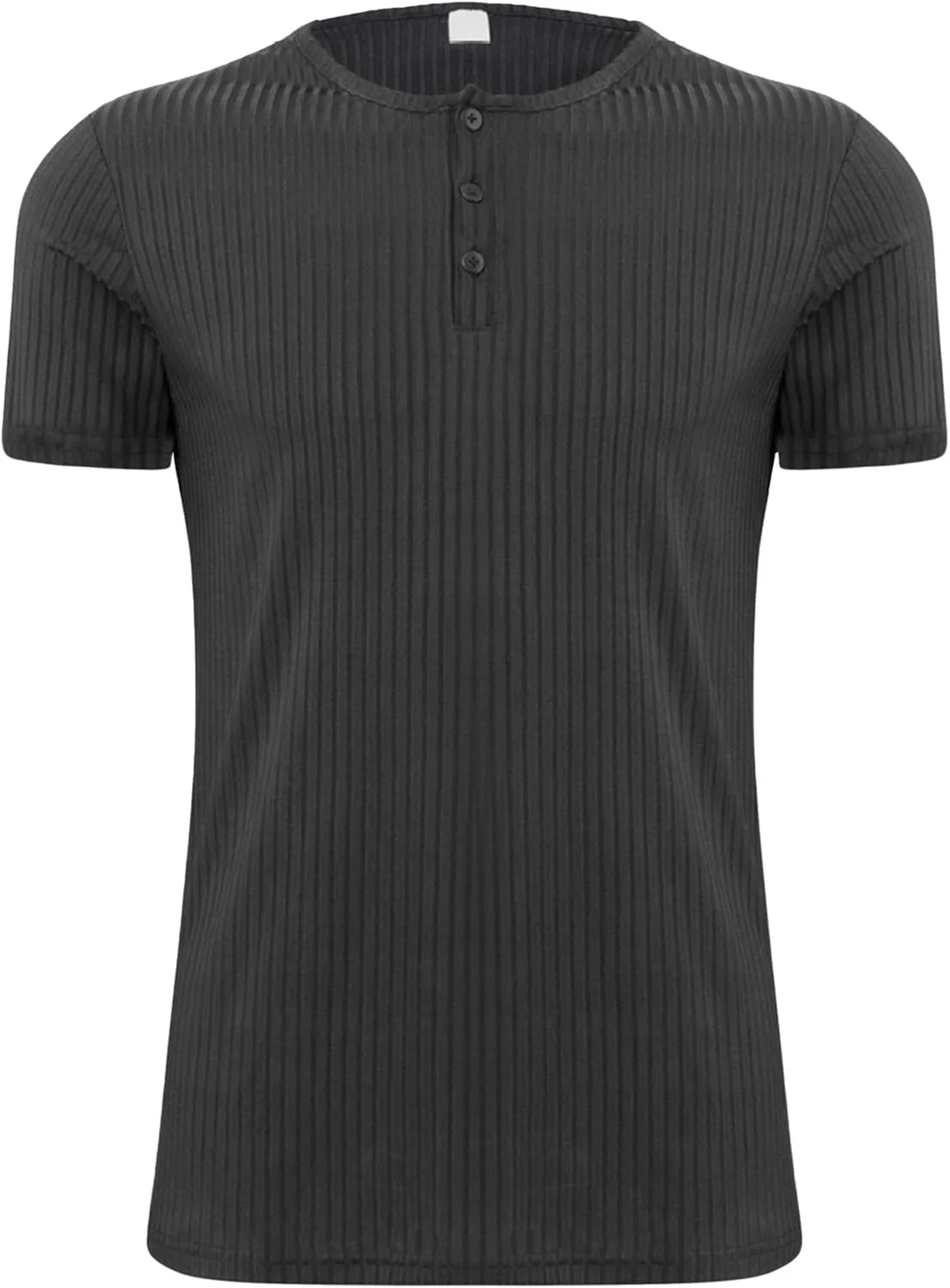 Men's Stretch Slim Fit Casual Henley T-Shirts Solid Button Muscle Workout Tee V Neck Pullover Athletic Tee Shirts