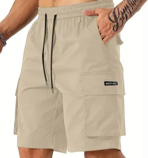 Mens Summer Shorts Relaxed Fit Elastic Waist Cargo Shorts with Multi Pockets Summer Breathable Work Hiking Short