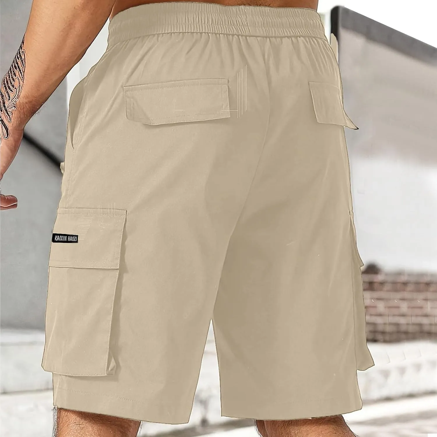 Mens Summer Shorts Relaxed Fit Elastic Waist Cargo Shorts with Multi Pockets Summer Breathable Work Hiking Short