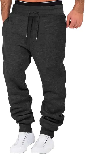 Mens Sweatpants Winter High Street Fashion Leisure Loose Sports Running Solid Color Lace Up Trousers with Zipper