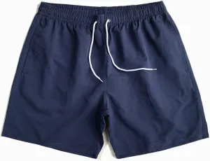 Mens Swim Trunks Solid Quick Dry Swim Beach Shorts Drawstring Elastic Waist Workout Athletic Shorts with Pockets