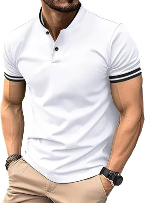 Men's Textured V Neck Lightweight T-Shirts Stretch Casual Solid Athletic Tee Comfort Summer Workout Tee Shirts