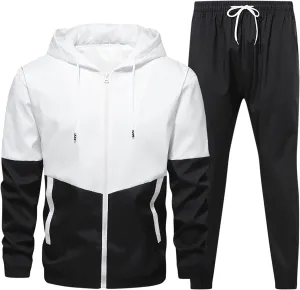 Men's Tracksuits 2 Piece Casual Jogging Sweatsuits 2 Piece Outfits Full Zip Hoodies Jogger Pants Warm Up Activewear