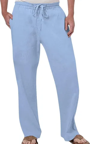 Mens Tuxedo Pants Casual Cotton Linen Pants for Men Summer Elastic Waist Drawstring Yoga Beach Pants Loose Fit Running Trousers Chino Pants
