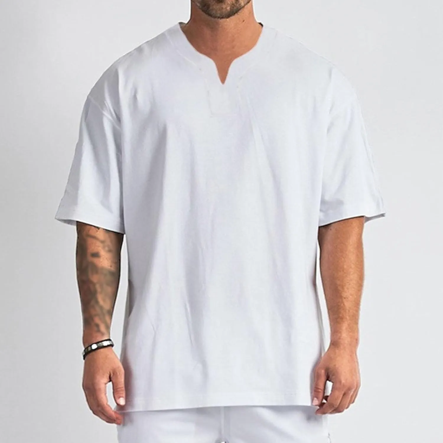 Men's V Neck Loose Fit Comfort Pullover T-Shirts Casual Srtlish Athletic Tee Solid Workout Summer Tee Shirts
