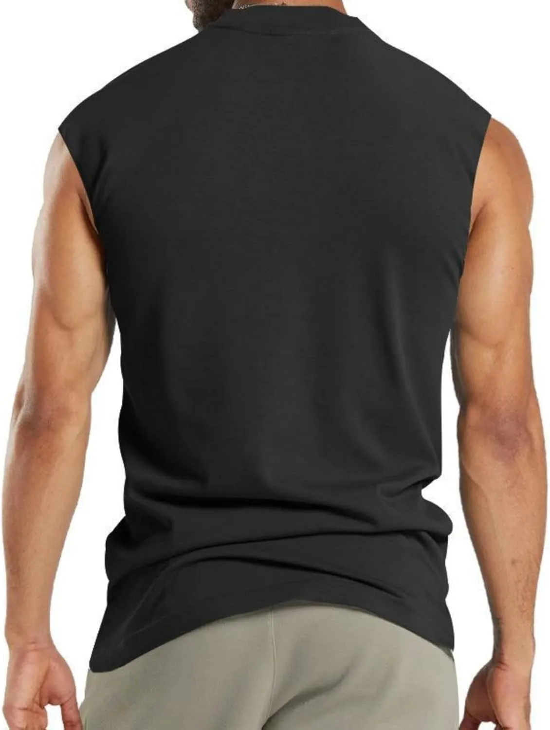 Mens V Neck Sleeveless Tank Tops Stand Collar Button Workout Shirts Lightweight Fashion Breathable Summer T Shirts