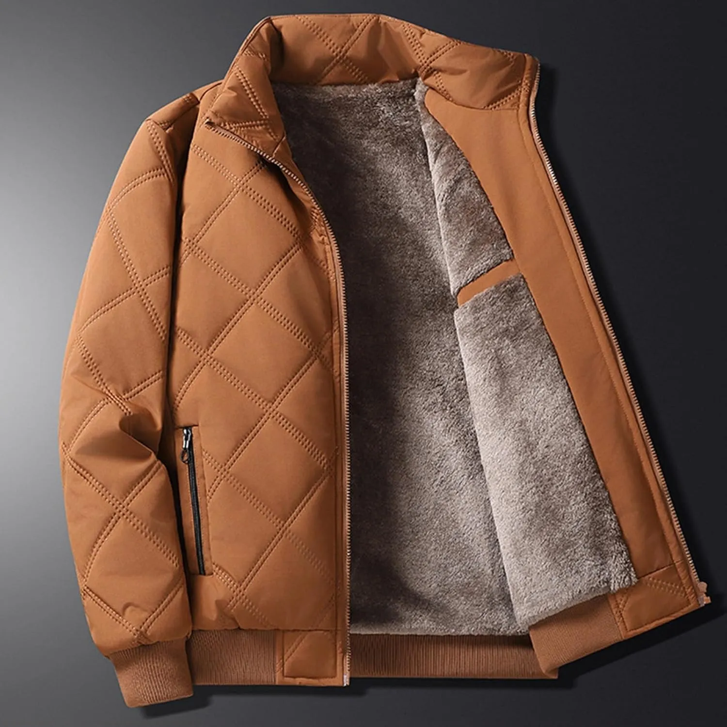 Mens Winter Jacket Warm Puffy Jacket Full Zip Puffer Jacket Quilted Insulated Jacket Down Jacket for Men