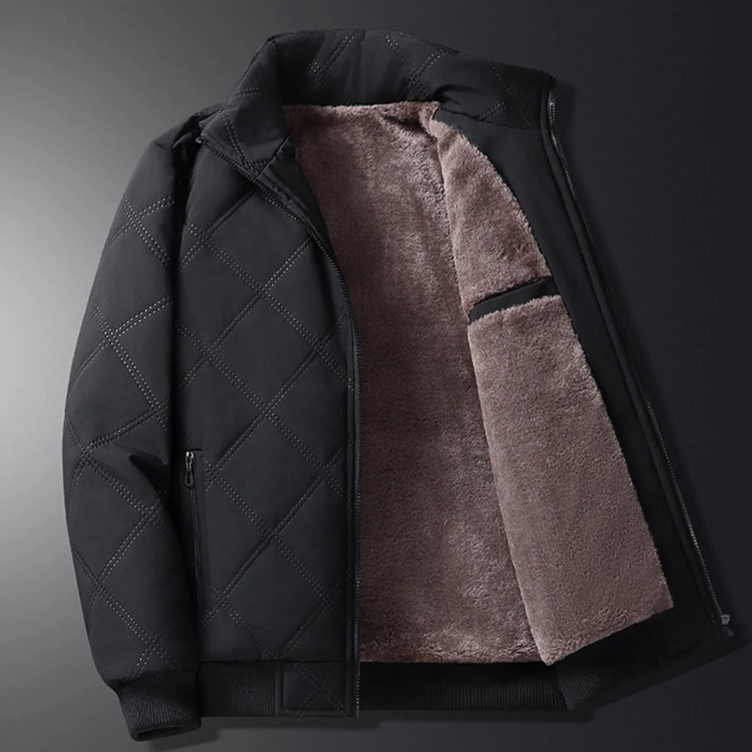 Mens Winter Jacket Warm Puffy Jacket Full Zip Puffer Jacket Quilted Insulated Jacket Down Jacket for Men