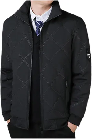 Mens Winter Jacket Warm Puffy Jacket Full Zip Puffer Jacket Quilted Insulated Jacket Down Jacket for Men