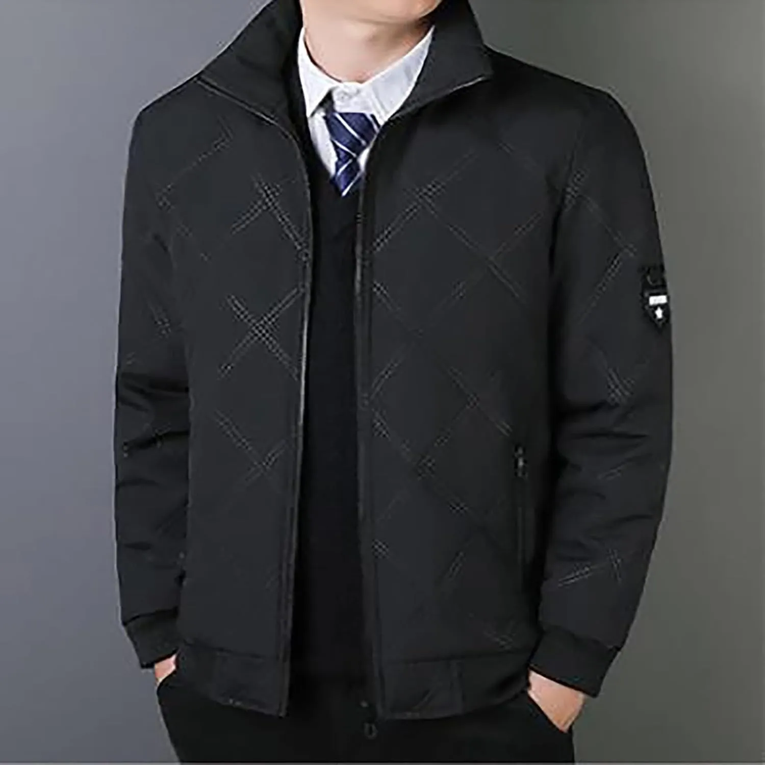 Mens Winter Jacket Warm Puffy Jacket Full Zip Puffer Jacket Quilted Insulated Jacket Down Jacket for Men