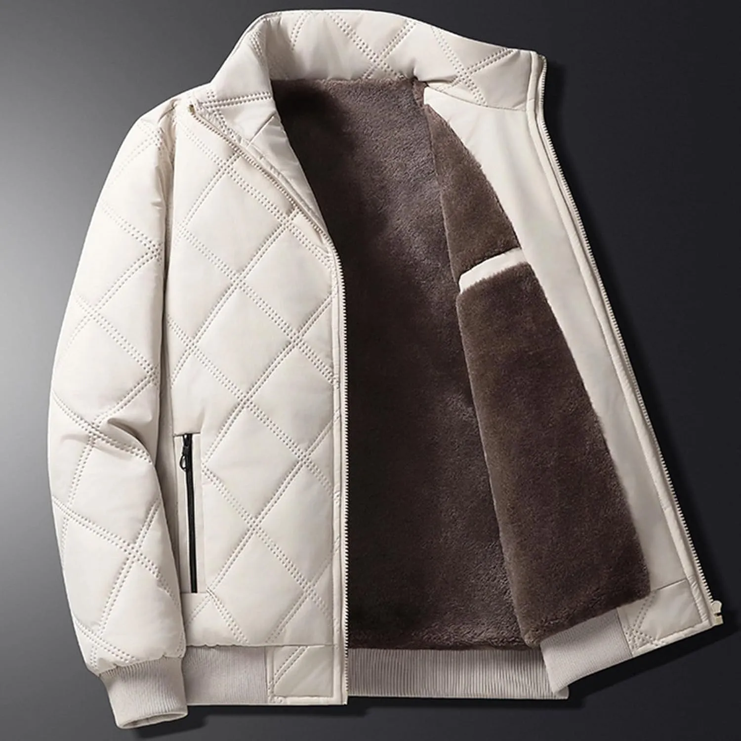 Mens Winter Jacket Warm Puffy Jacket Full Zip Puffer Jacket Quilted Insulated Jacket Down Jacket for Men