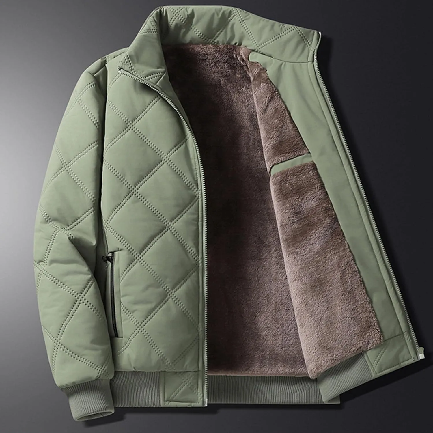 Mens Winter Jacket Warm Puffy Jacket Full Zip Puffer Jacket Quilted Insulated Jacket Down Jacket for Men