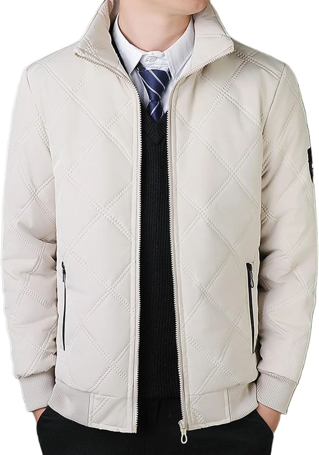 Mens Winter Jacket Warm Puffy Jacket Full Zip Puffer Jacket Quilted Insulated Jacket Down Jacket for Men