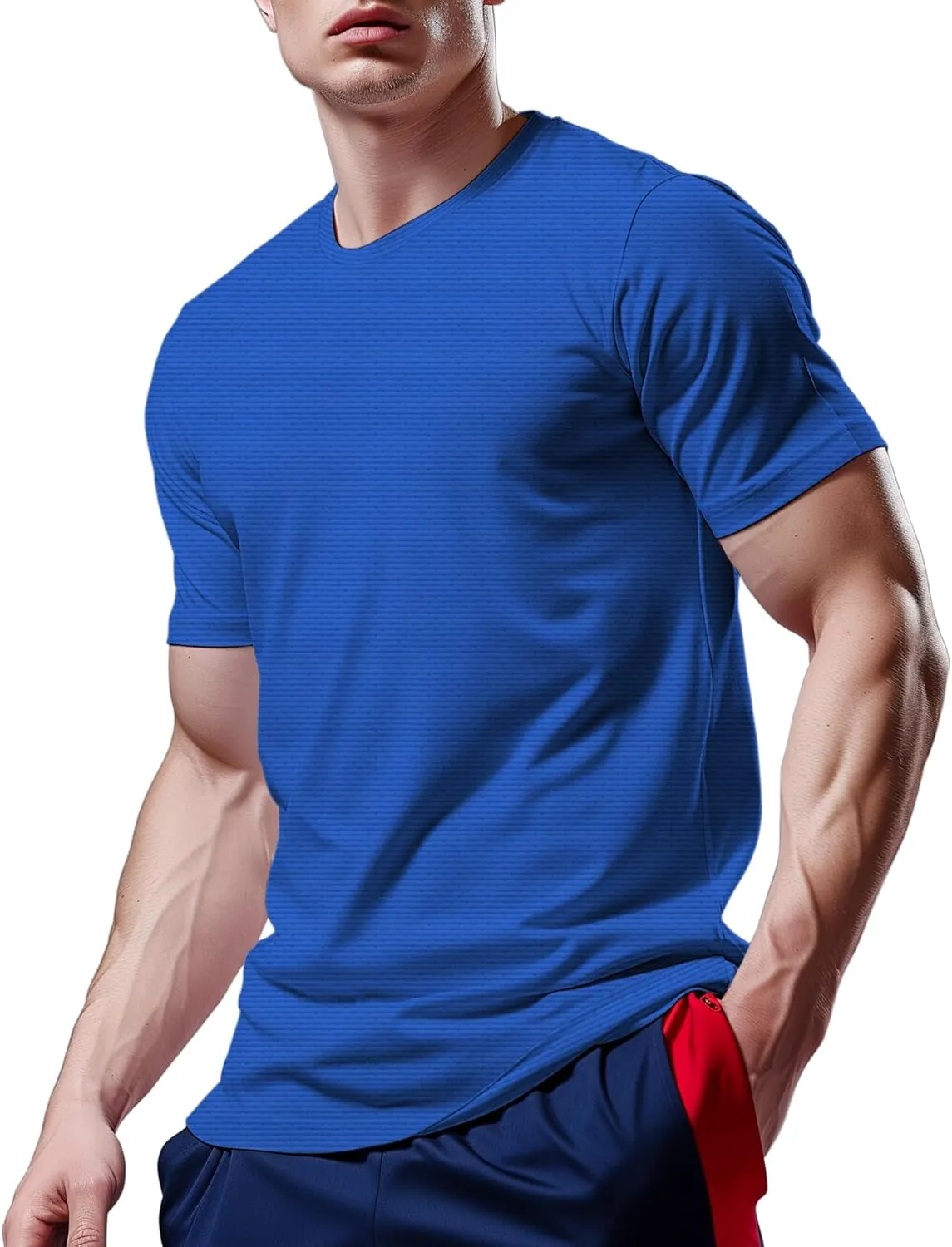 Mens Workout Shirts Dry Fit, Running Top Athletic Tee Moisture Wicking Crewneck Gym T-Shirts Short Sleeve