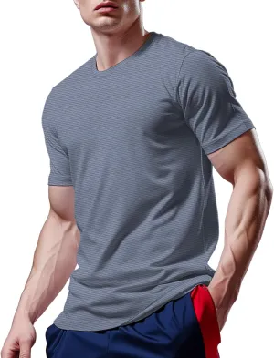 Mens Workout Shirts Dry Fit, Running Top Athletic Tee Moisture Wicking Crewneck Gym T-Shirts Short Sleeve