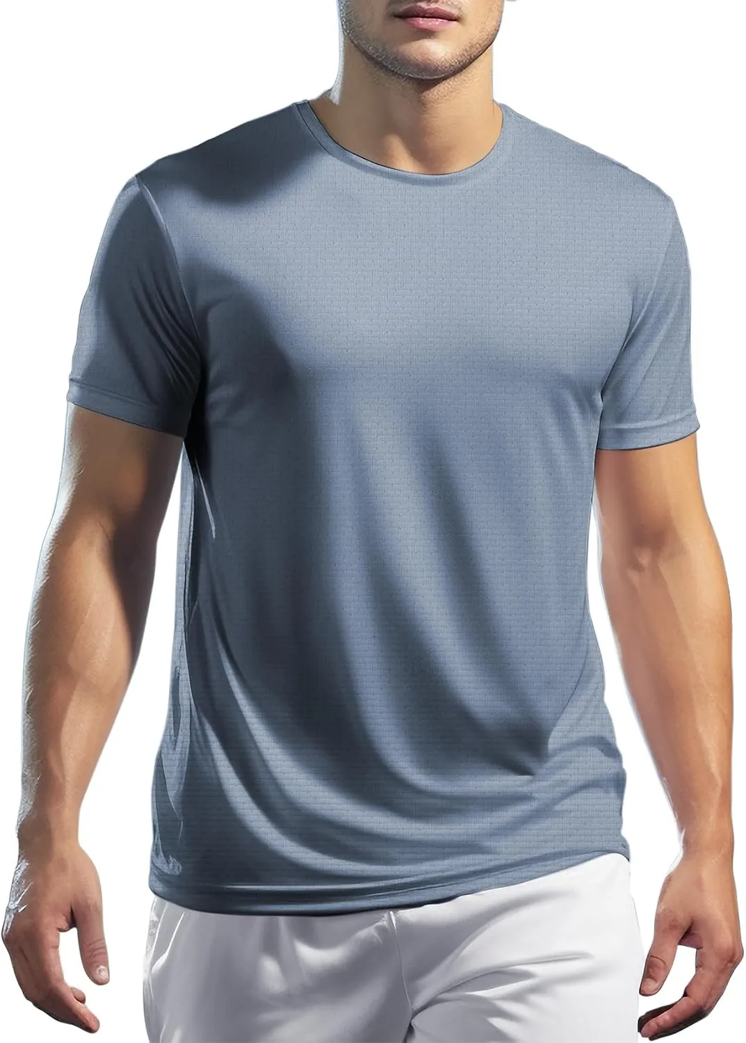 Mens Workout Shirts Dry Fit, Running Top Athletic Tee Moisture Wicking Crewneck Gym T-Shirts Short Sleeve