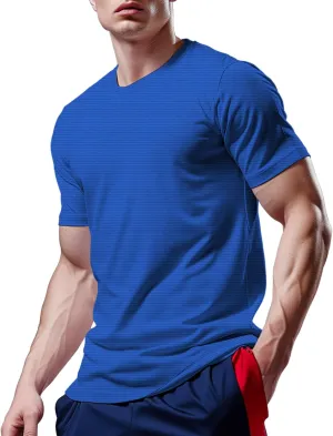 Mens Workout Shirts Dry Fit, Running Top Athletic Tee Moisture Wicking Crewneck Gym T-Shirts Short Sleeve