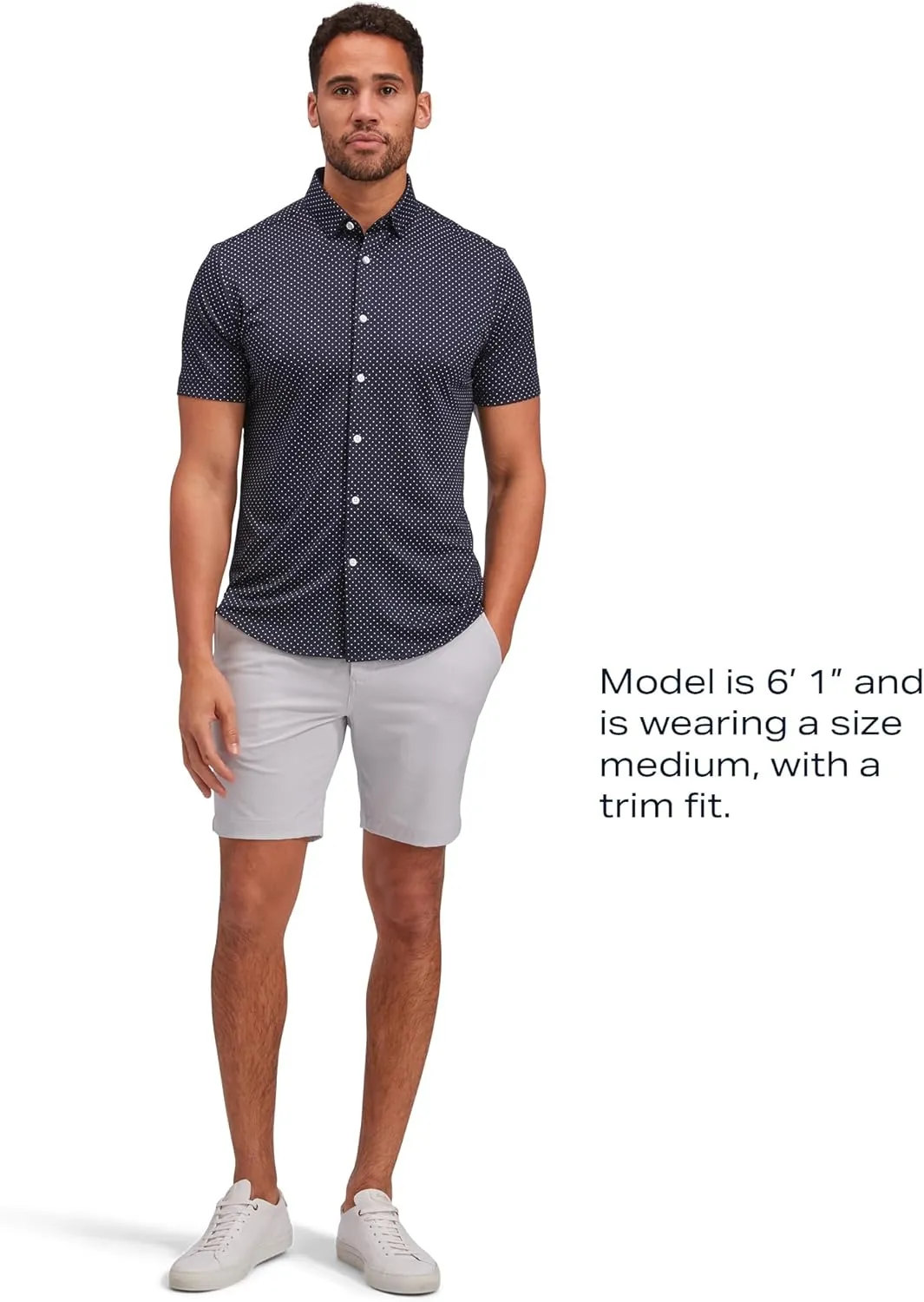 Mizzen Main Halyard No Tuck Men's Dress Shirt - Wrinkle-Free Short-Sleeve Button-Down Performance Dress Shirt, Trim Fit