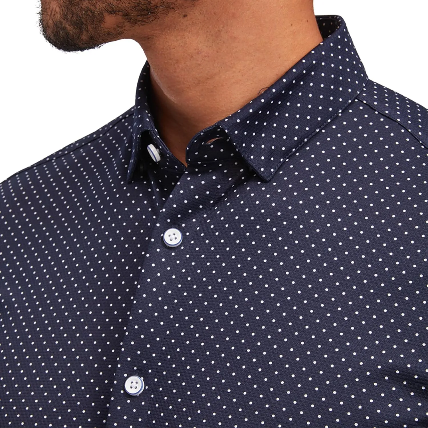 Mizzen Main Halyard No Tuck Men's Dress Shirt - Wrinkle-Free Short-Sleeve Button-Down Performance Dress Shirt, Trim Fit