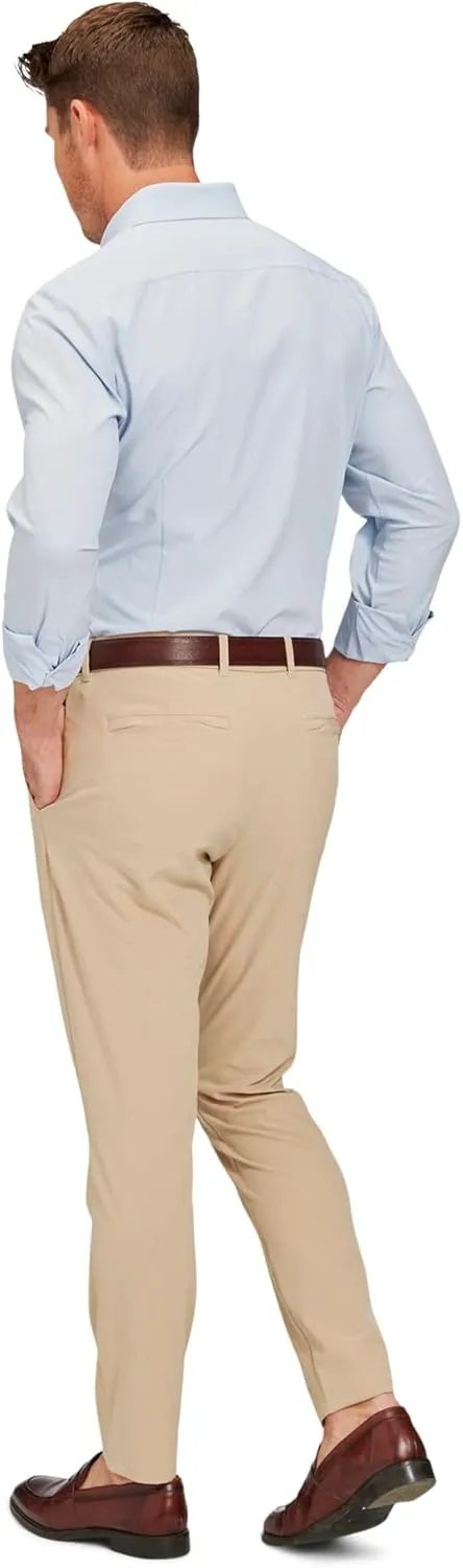 Mizzen Main Men's Performance Dress Shirt Classic Fit - Machine Wash, Four-Way Stretch, Wrinkle Free - Leeward Collection