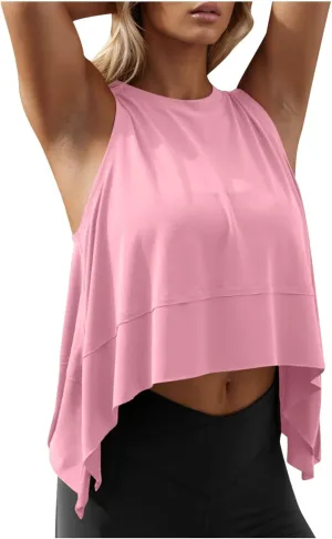 Modal Soft Sleeveless Crop Top for Women Athletic Tee Gym Workout Cropped Yoga Tank Quick Dry Flowy Vest