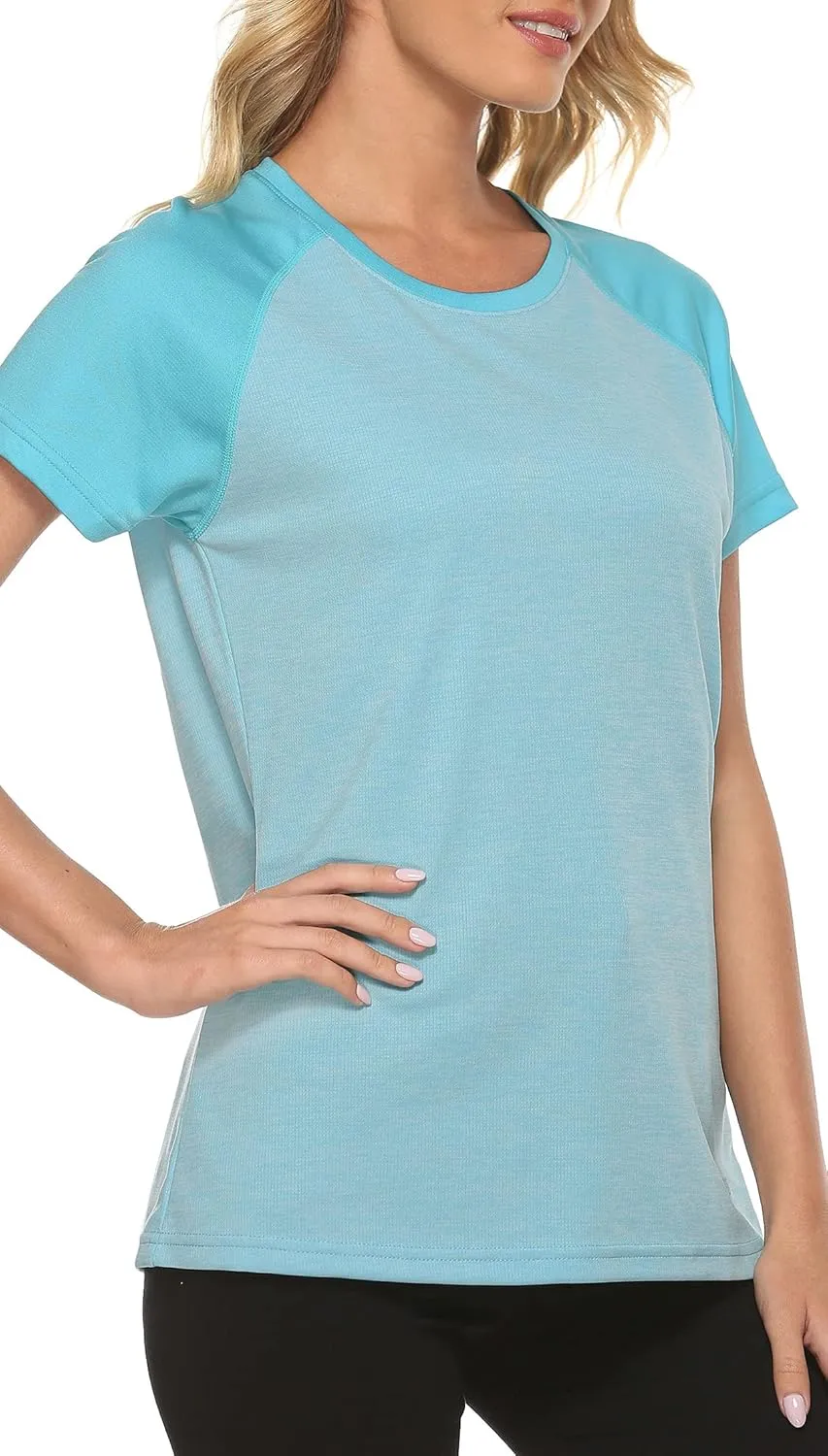 MoFiz Women's Short Sleeve UPF 50  Sun Protection Sports T-Shirt Quick Dry Running Workout Athletic Tee Top