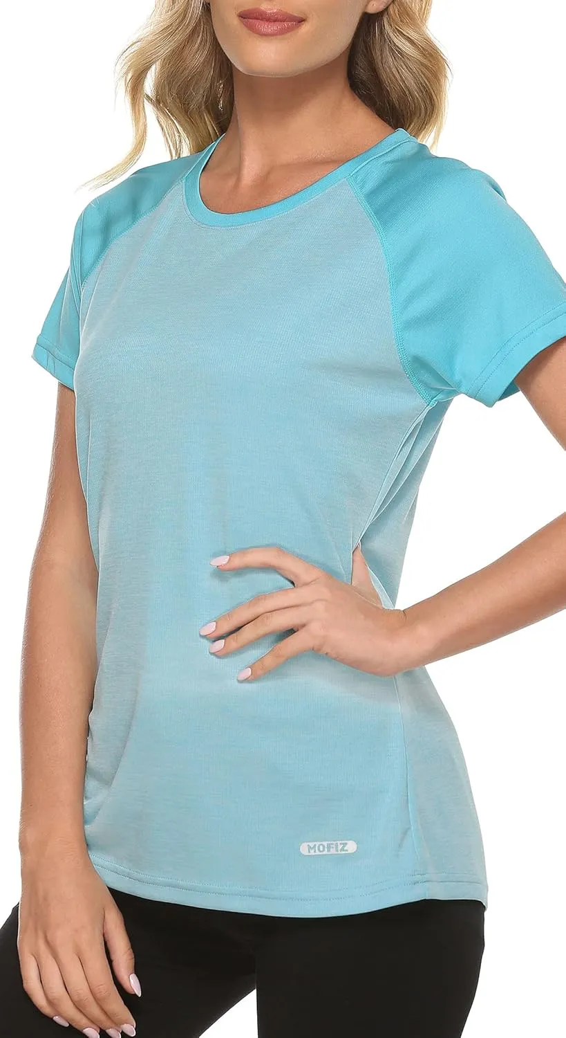 MoFiz Women's Short Sleeve UPF 50  Sun Protection Sports T-Shirt Quick Dry Running Workout Athletic Tee Top