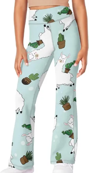 Mumeson Kids' Flared Yoga Pants Girls Athletic Dance Running Leggings Plus Size Tummy Control Leggings