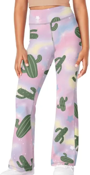 Mumeson Kids' Flared Yoga Pants Girls Athletic Dance Running Leggings Plus Size Tummy Control Leggings