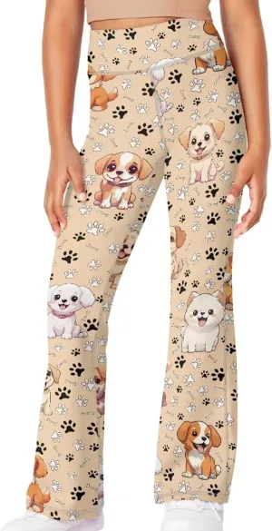 Mumeson Kids' Flared Yoga Pants Girls Athletic Dance Running Leggings Plus Size Tummy Control Leggings