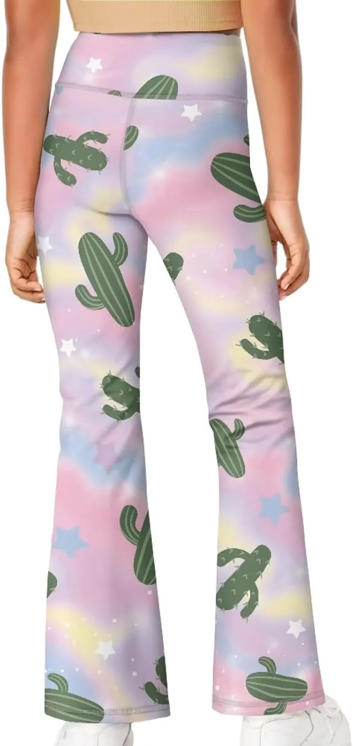 Mumeson Kids' Flared Yoga Pants Girls Athletic Dance Running Leggings Plus Size Tummy Control Leggings