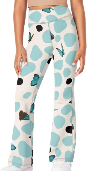 Mumeson Kids' Flared Yoga Pants Girls Athletic Dance Running Leggings Plus Size Tummy Control Leggings