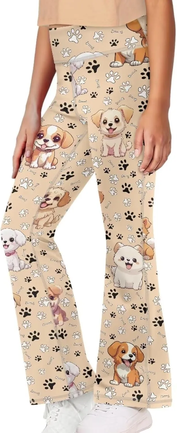 Mumeson Kids' Flared Yoga Pants Girls Athletic Dance Running Leggings Plus Size Tummy Control Leggings
