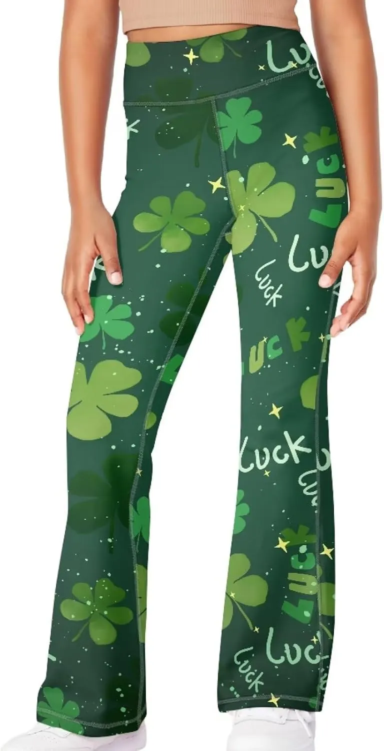 Mumeson Kids' Flared Yoga Pants Girls Athletic Dance Running Leggings Plus Size Tummy Control Leggings