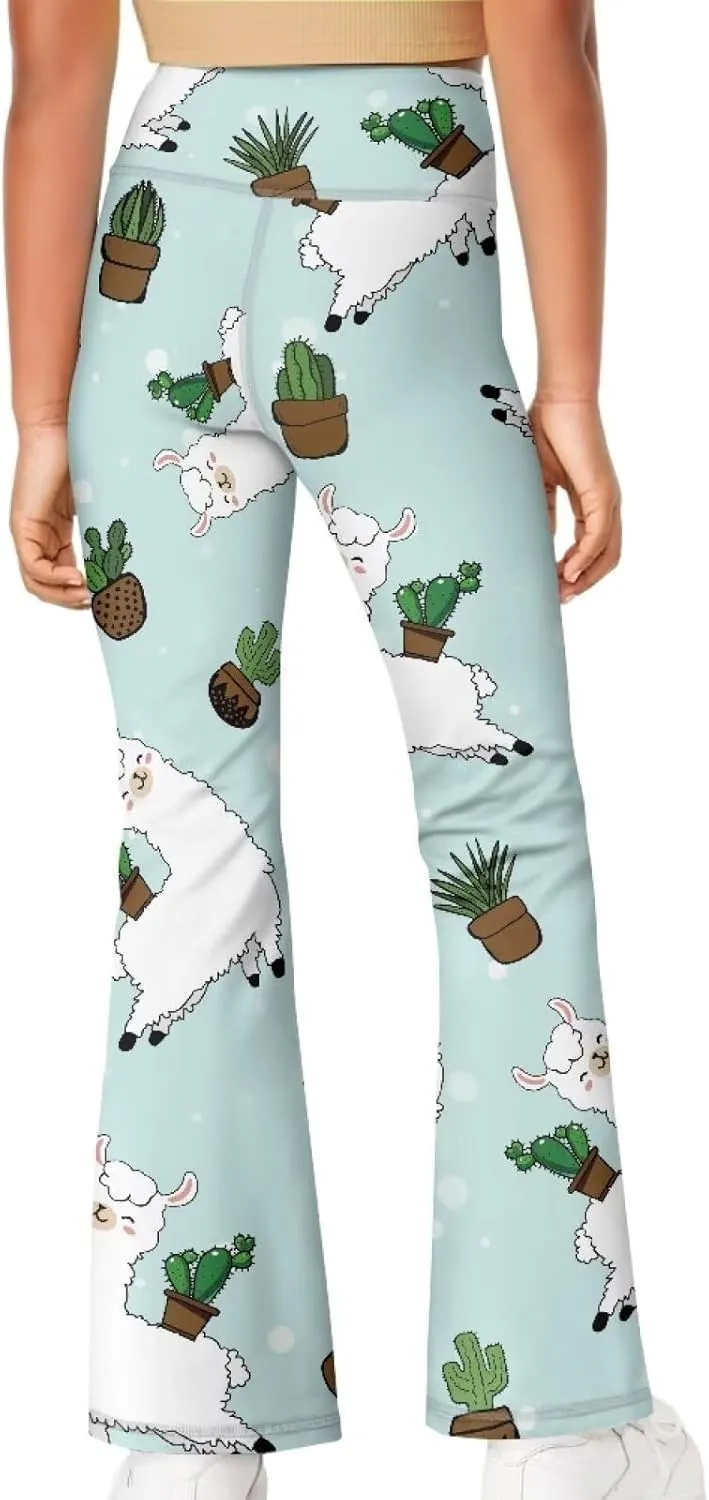 Mumeson Kids' Flared Yoga Pants Girls Athletic Dance Running Leggings Plus Size Tummy Control Leggings