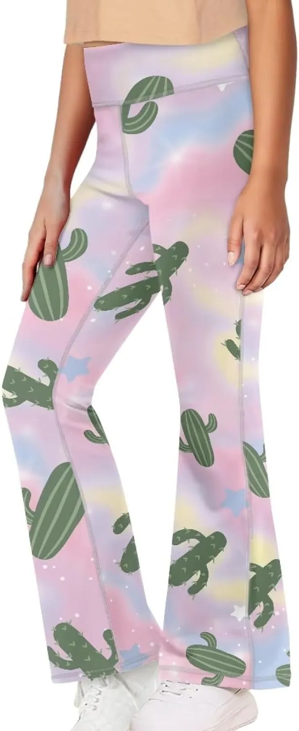 Mumeson Kids' Flared Yoga Pants Girls Athletic Dance Running Leggings Plus Size Tummy Control Leggings