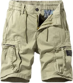 Muscularfit Cotton Linen Shorts for Men Casual Summer Big and Tall Drawstring Elastic Waist Cargo Shorts Multi Pockets Sport