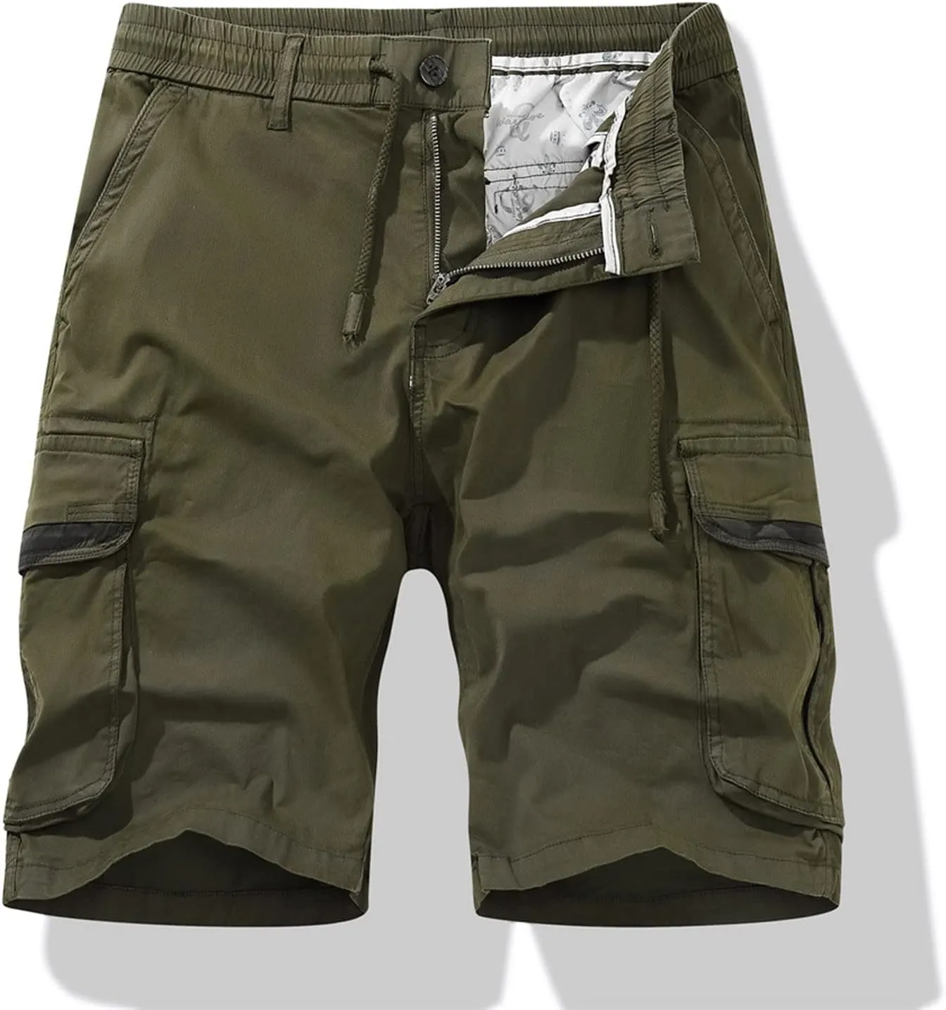 Muscularfit Linen Shorts for Men 2023 Casual Elastic Waist Cargo Short with Pockets Regular and Big & Tall Summer Beach Short