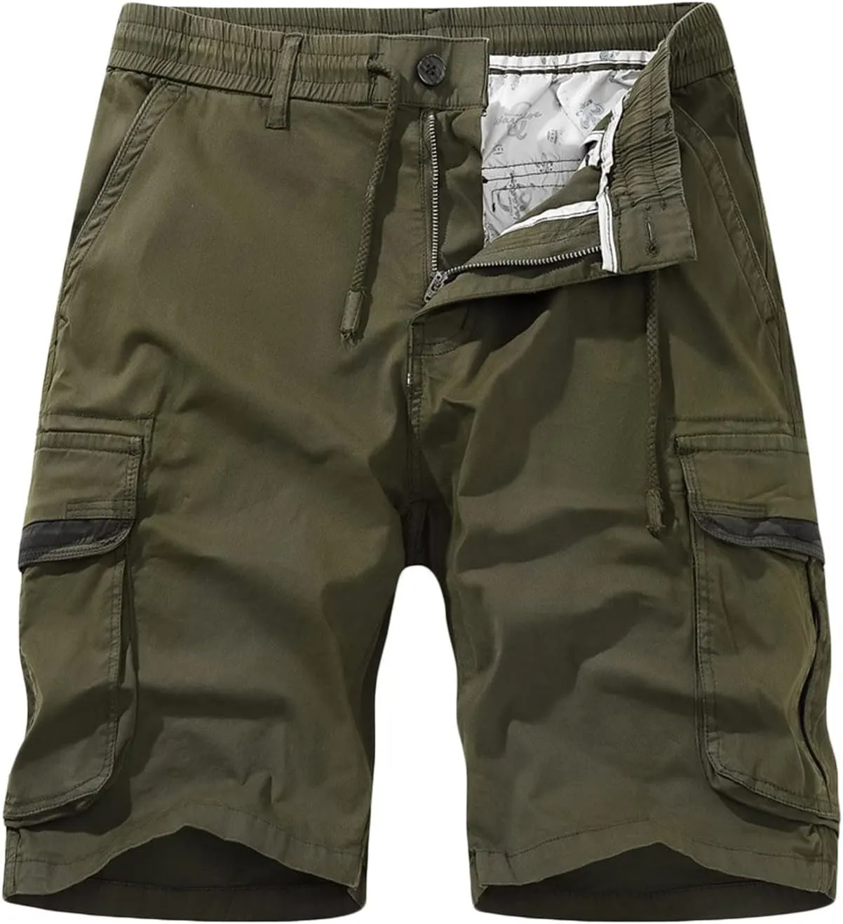 Muscularfit Linen Shorts for Men 2023 Casual Elastic Waist Cargo Short with Pockets Regular and Big & Tall Summer Beach Short
